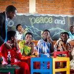 Women in colorful dresses